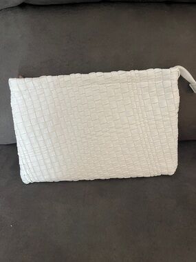 NWT Woven Leather Pouch - White